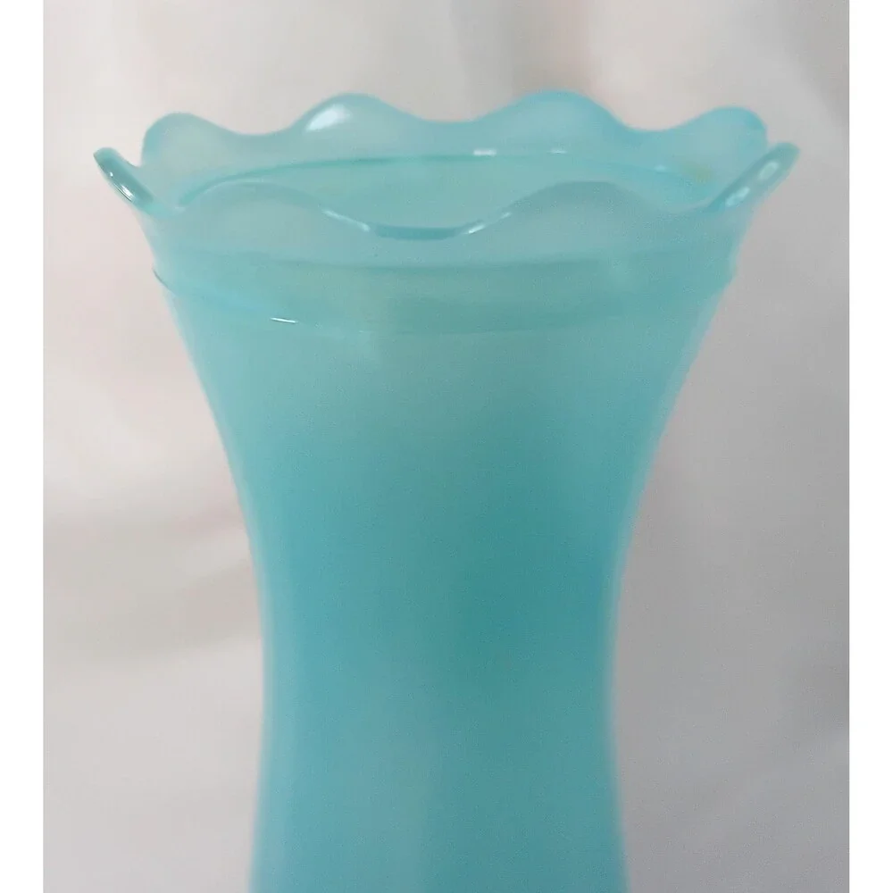 Vintage Asian Aqua Blue Vase with Gold Paint by Bartlett Collins